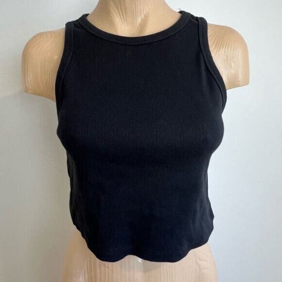 H&M Divideo Women’s Size Large Ribbed Basic Black Racer Back Tank Top Cami L - Picture 1 of 8